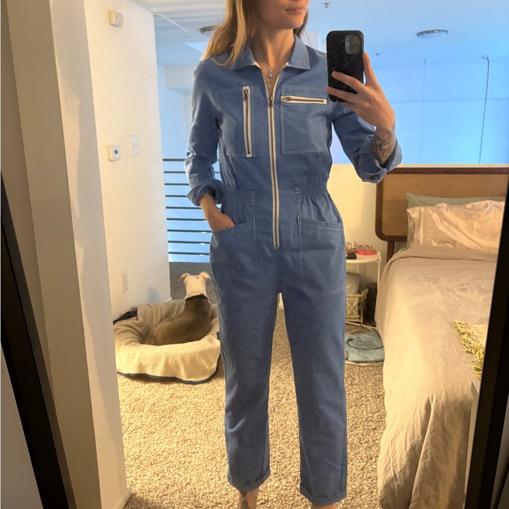 ATWYLD Blue Jumpsuit with Zipper Details